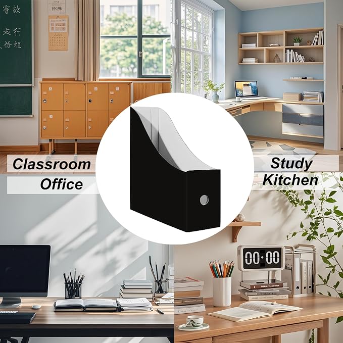 Limitliho 6 Pack Black Cardboard Magazine File Holder - Image 5