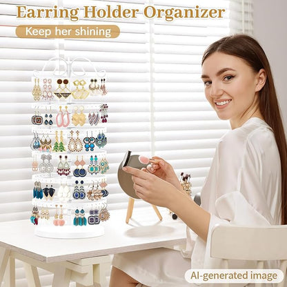 MODOWEY Rotating Earring Holder Organizer Stand, 6 Tier Large Capacity Jewelry - Image 7