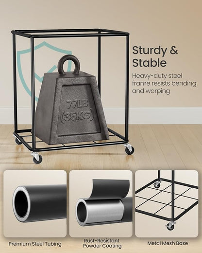 SONGMICS Laundry Basket with Wheels, Rolling Laundry Hamper with Steel Frame - Image 5