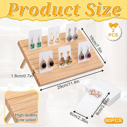 2 Pcs Natural Wood Earring Display Stands - Image 2