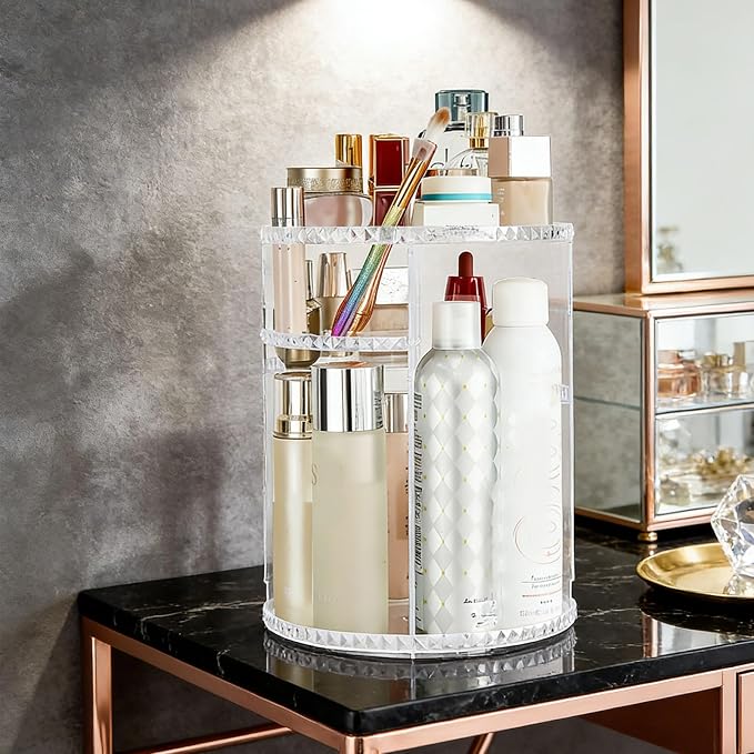 Asixxsix Rotating Makeup Organizer, Makeup Storage Carousel Tower - Image 3