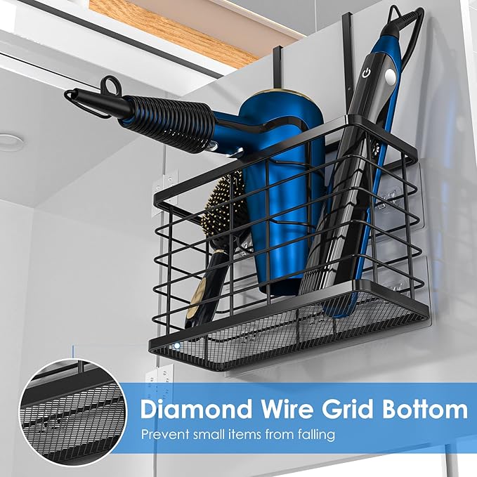 Hair Tool Organizer, Dryer Holder, 3 in 1 Blow Bathroom Organizer Wall - Image 4