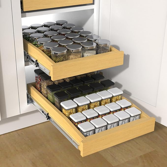Wooden Pull out Cabinet Organizer 23" W x 21" D x 3.35" H, Heavy Duty Slide Out - Image 8