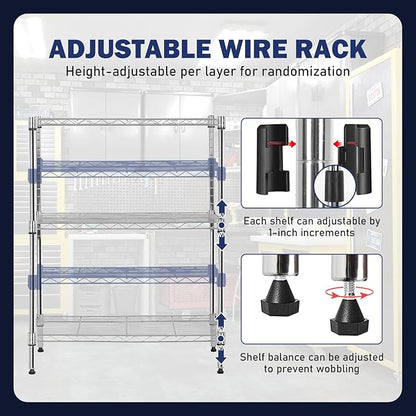 PayLessHere | 3-Tier Wire Shelf | 23"x13"x30" | Chrome | Adjustable Racks | - Image 6