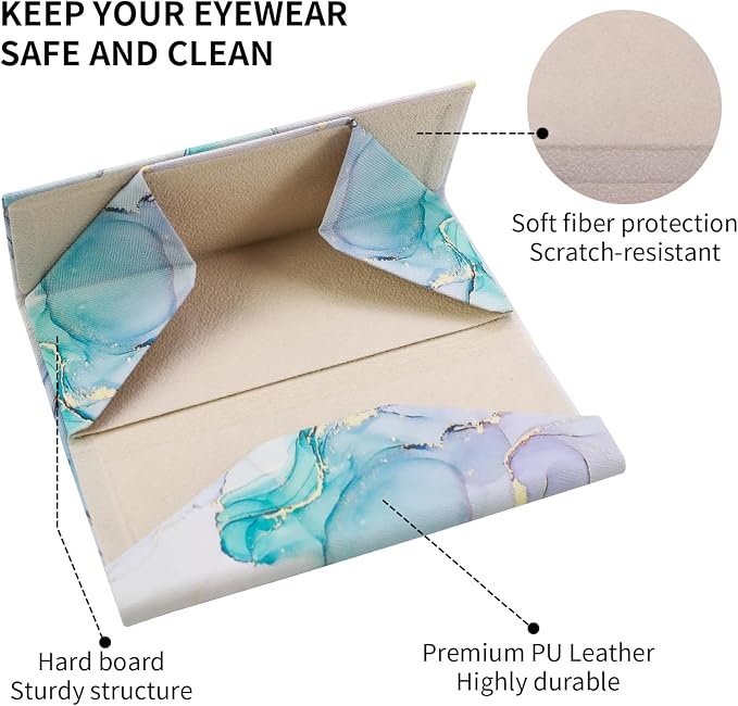 Foldable Glasses Case, Magnetic PU Leahter Sunglasses Case, Cute Hard Shell - Image 4