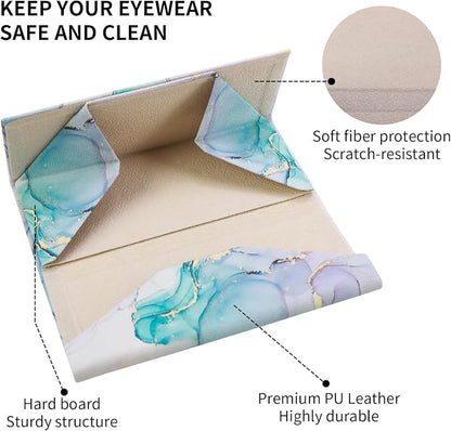 Foldable Glasses Case, Magnetic PU Leahter Sunglasses Case, Cute Hard Shell - Image 4