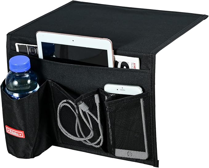 Bedside Caddy, 4 Pockets Bedside Organizer Caddy Under Mattress, Holds Water by Falaku