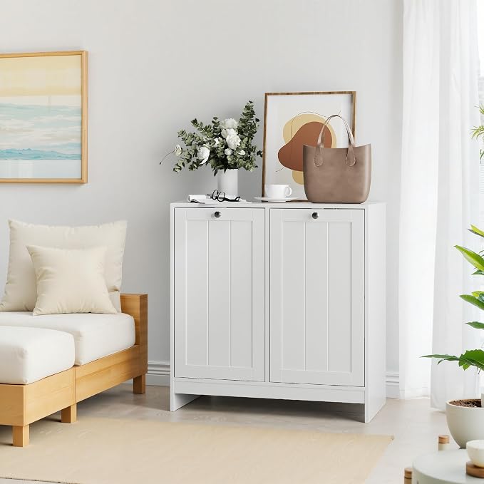 Tilt-Out Double Laundry Hamper Cabinet, 26.8" H x 26" W x 12" D, 5.9 Gal - Image 2