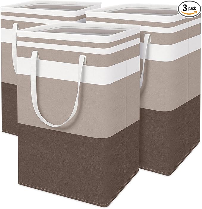 BlissTotes 3-Pack Laundry Basket, Freestanding＆Waterproof Laundry Hamper by BlissTotes
