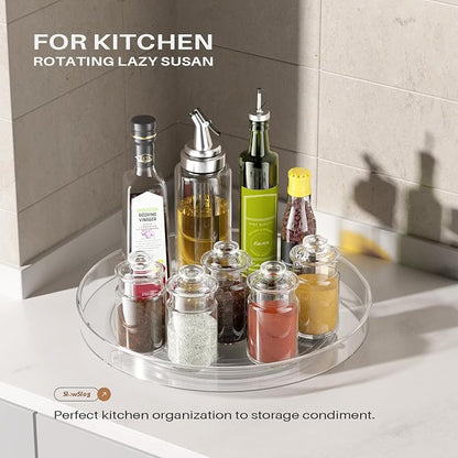 4 Pack Clear Lazy Susan Organizer, 11in Rotating Turntable Organizer, Cabinet - Image 6