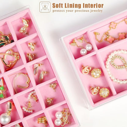 5 Drawers Clear Jewelry Box for Women and Girls, Acrylic Earring Holder - Image 2