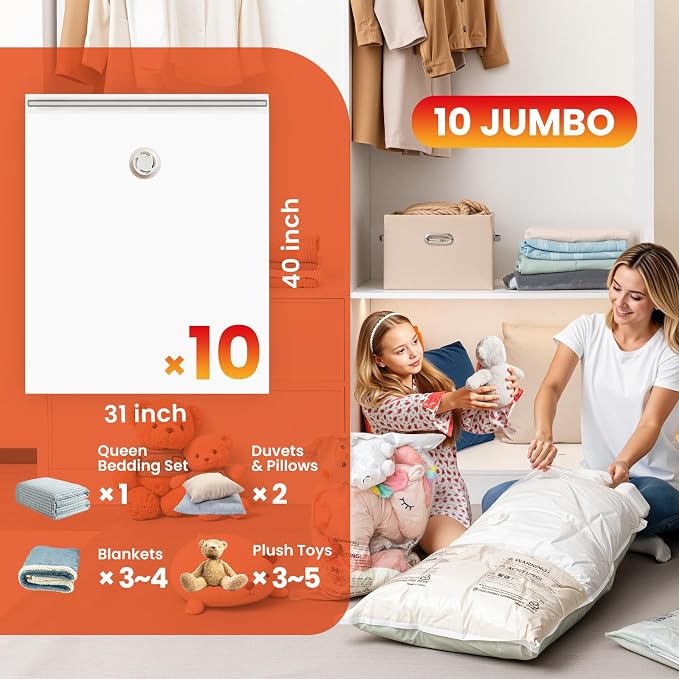 TAILI 10 Pack Vacuum Storage Bags, Jumbo Size, Vacuum Seal Bag - Image 3