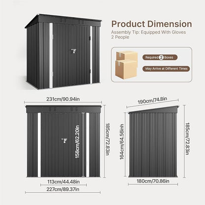 Gizoon 8' x 6' Outdoor Storage Shed, Lockable Doors and Ventilation - Image 2