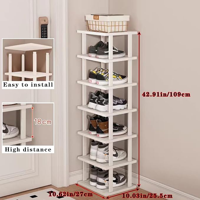SAN HE 7-Tier Modern Bamboo Shoe Rack - Image 2