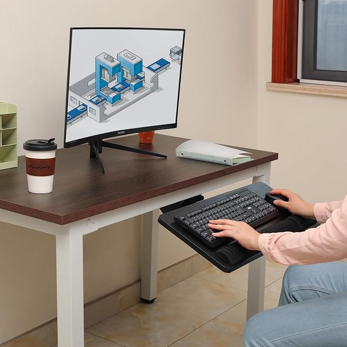 Keyboard Tray Under Desk, 25x9.84'' Large Slide Out Swivel Tilt Computer - Image 5