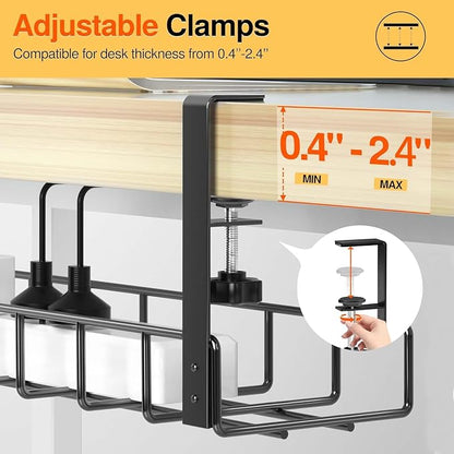 3 Pack Cable Management Under Desk Tray, 47.1" No Drill Under Desk Wire - Image 6