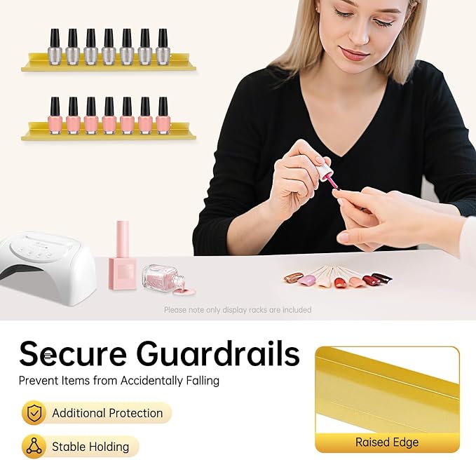 Elegant Gold Wall Mounted Nail Polish Rack - Image 7