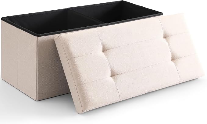 Storage Ottoman Bench Foldable Seat Footrest End of Bed Ottoman by CUYOCA-MakeYouFeelComfort