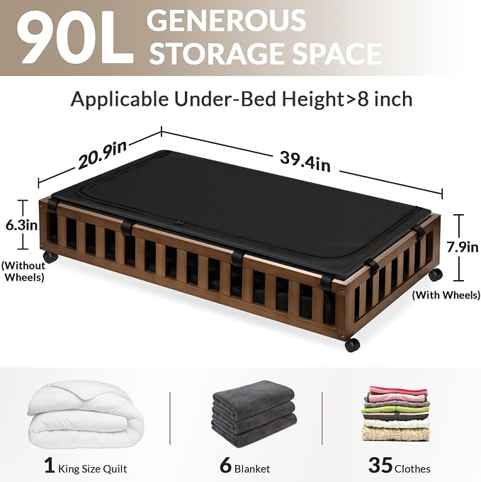 2 Pack Bamboo Under Bed Storage - Image 2