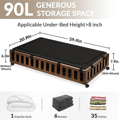 2 Pack Bamboo Under Bed Storage - Image 2