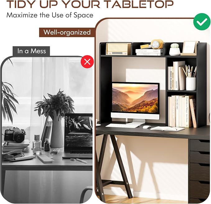 Tangkula Desktop Bookshelf, Countertop Storage Hutch - Image 9