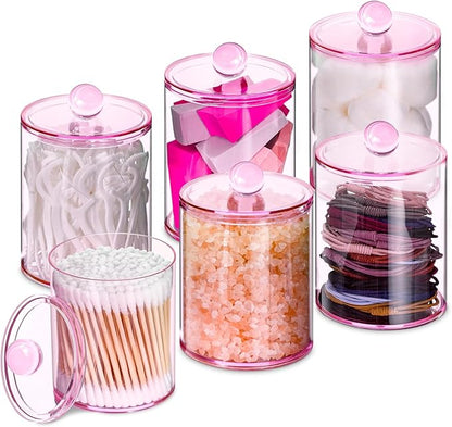 6 Pack Qtip Holder, Canister Apothecary Jar Set, Bathroom Jars by XIPENGKEJI
