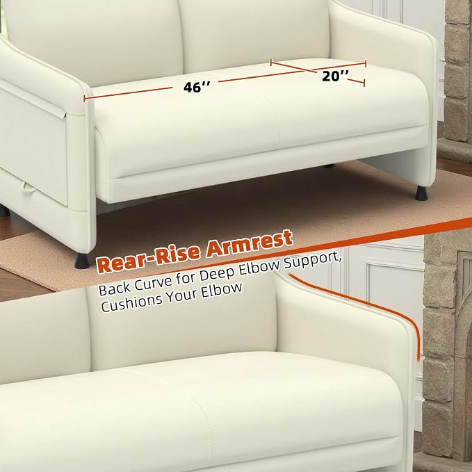 Faux Leather Loveseat, Upholstered Loveseat - Image 5