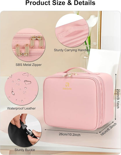 Relavel Makeup Bag with LED Mirror, Small Travel Makeup Case with Rechargeable - Image 4
