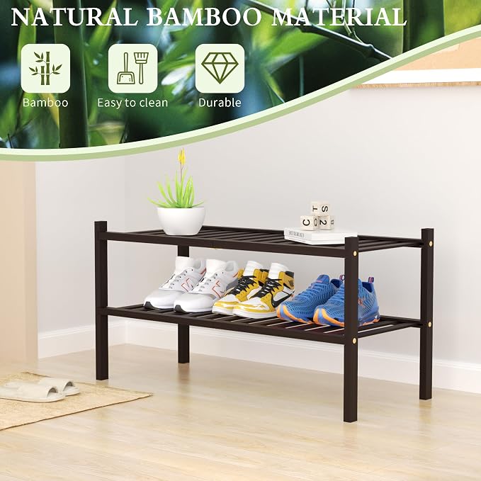 ROMGUAR CRAFT 2 Tier Bamboo Shoe Rack - Image 6