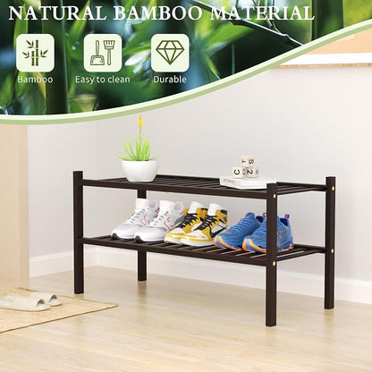 ROMGUAR CRAFT 2 Tier Bamboo Shoe Rack - Image 6