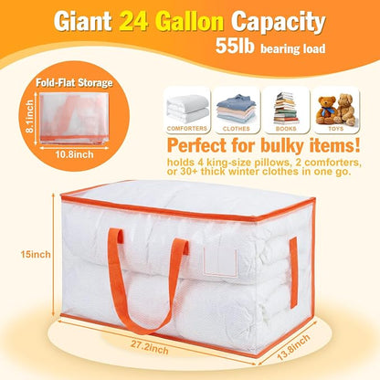 KYODOLED 2-Pack Clear Moving Bags Heavy Duty Extra Large, Storage Totes - Image 2