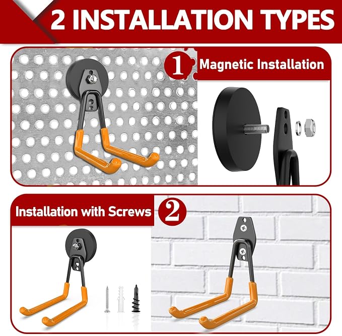 3-H Heavy Duty Magnet Garage Hooks 4 Pack, Extra Large Strong Magnetic Hooks - Image 3