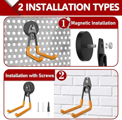 3-H Heavy Duty Magnet Garage Hooks 4 Pack, Extra Large Strong Magnetic Hooks - Image 3