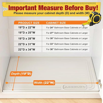 Aisslro Under Sink Mat 22" X 19", Waterproof Silicone Cabinet Organizer - Image 2