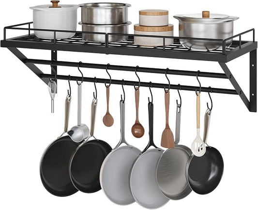 Pot Rack, 30 Inch Wall Mounted Pot Rack, Kitchen Pot and Pan Organizer by Yatiney