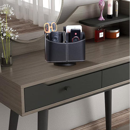 YAPISHI Leather Remote Control Holder, 360 Degree Spinning Desk TV Remote - Image 7