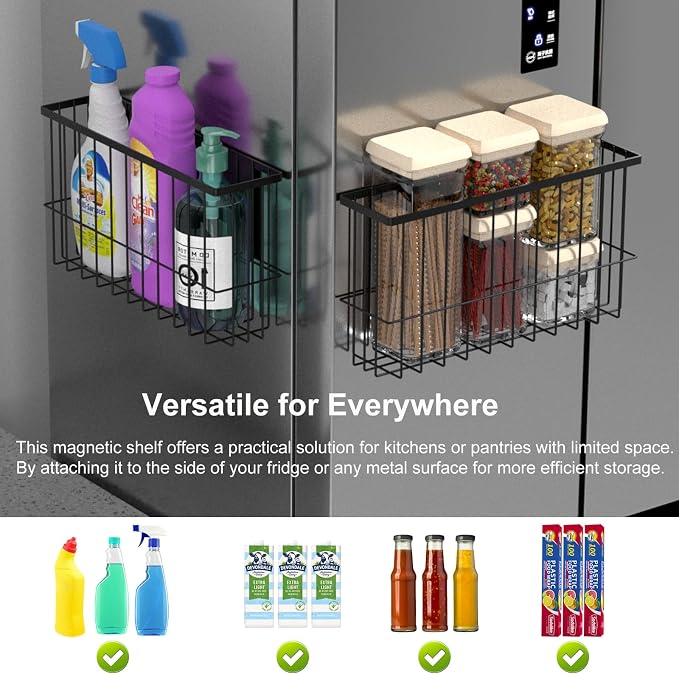 2 Pack Magnetic Wire Storage Baskets, Metal Strong Magnet Hanging Wire Storage - Image 4