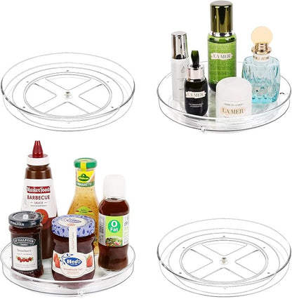 GUZON 4 Pack Lazy Susan Organizer, 9 Inch Clear Lazy Susan Turntable by Guzon