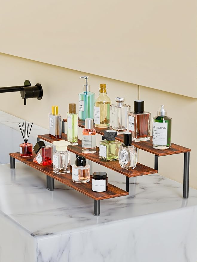 Set of 4 Wooden Display Stand Riser, 3 Tier Perfume Organizer Stand Cupcake - Image 4