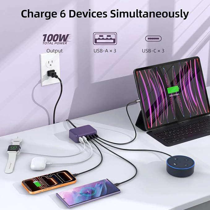 6 in 1 USB Charger, 50% Smaller Charging Station - Image 3