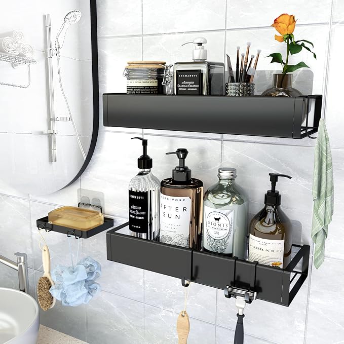 Shower Caddy Wall Mounted Stainless Steel Basket Shelf Shampoo Holder, Adhesive - Image 3