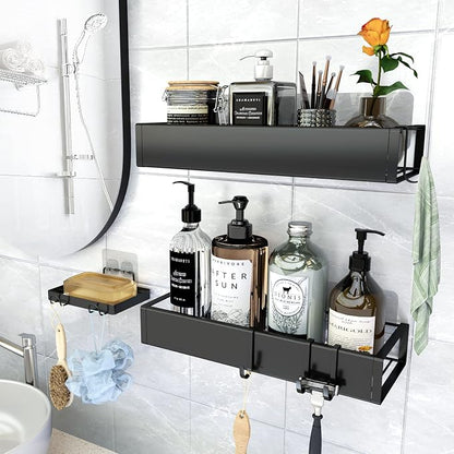 Shower Caddy Wall Mounted Stainless Steel Basket Shelf Shampoo Holder, Adhesive - Image 3