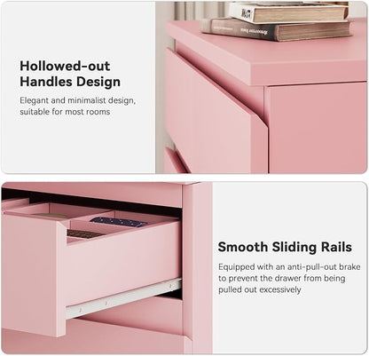 Pink Tall 7 Drawer Dresser for Bedroom, Modern Wood Closet Dressers & Chests of - Image 5