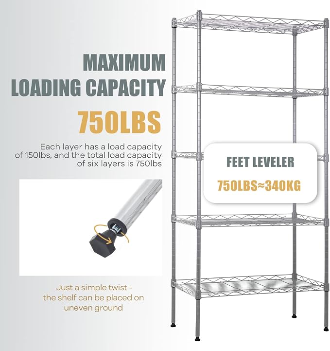 NChanmar 5-Tier Wire Shelving Unit Storage Shelves Metal Shelves 48"x21"x12" - Image 3
