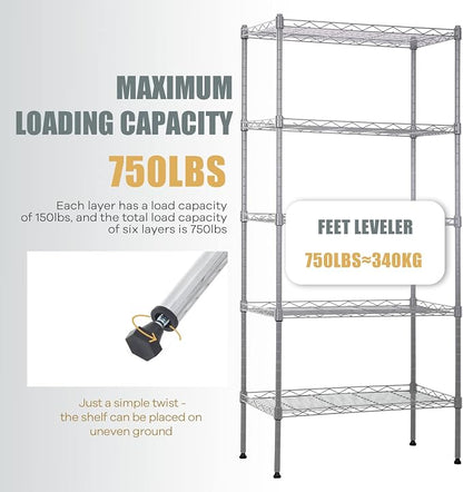 NChanmar 5-Tier Wire Shelving Unit Storage Shelves Metal Shelves 48"x21"x12" - Image 3