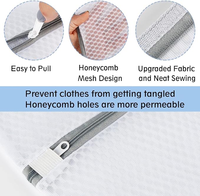 Vivifying XL Large Mesh Laundry Bags, 2 Pack 20 x 24 Inches Honeycomb Mesh Wash - Image 3