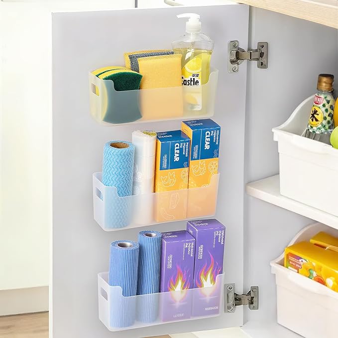 3 Pcs Kitchen Cabinet Door Organizer, Adhesive Mount Inside Cabinet Door Storage by Unknown