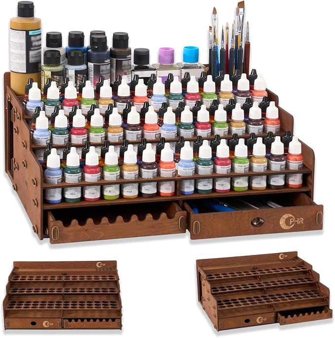Wooden Paint Organizer 98 Holes Rack by OPHIR