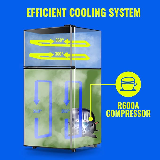 Small Fridge with Freezer Small Refrigerator 2.4 Cu.ft Fridge Dual Door - Image 7
