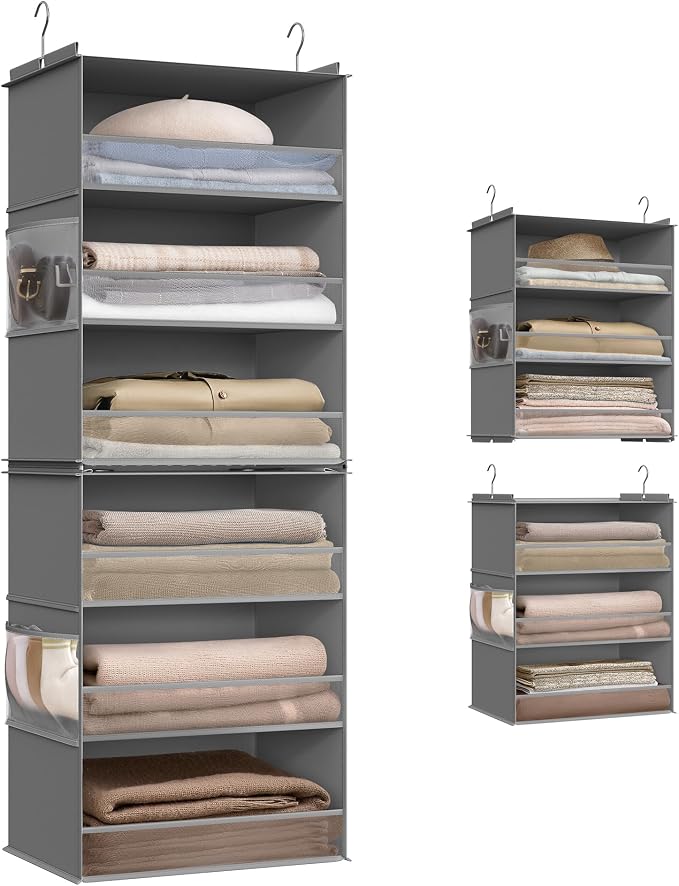 SONGMICS Hanging Closet Organizer, 6-Tier Fabric Storage Shelf, Separable by Unknown